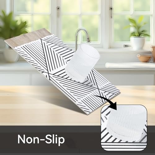 FIFTY FEET 18"x96" Non-Adhesive Shelf Liner for Kitchen Cabinets and Drawers, Washable Non-Slip PVC Cabinet Liner (Black Modern)(1 Roll)