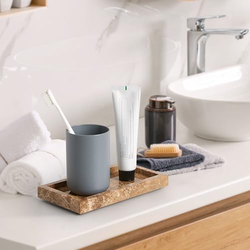 Natural Small Marble Vanity Tray, Stone Organizer for Bathroom & Kitchen