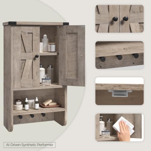 MAHANCRIS Bathroom Wall Cabinet, Farmhouse Wall-Mounted Medicine Cabinet