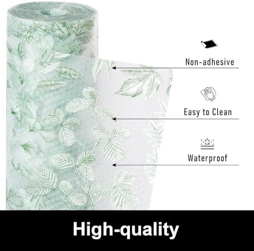Cooyes Shelf Liners for Kitchen Cabinets, Waterproof and Oil-Proof Kitchen Cupboard Liner, Refrigerator Liners and Plastic Drawer Mats EVA Non Adhesive Shelves（17.5" W x 197" L）