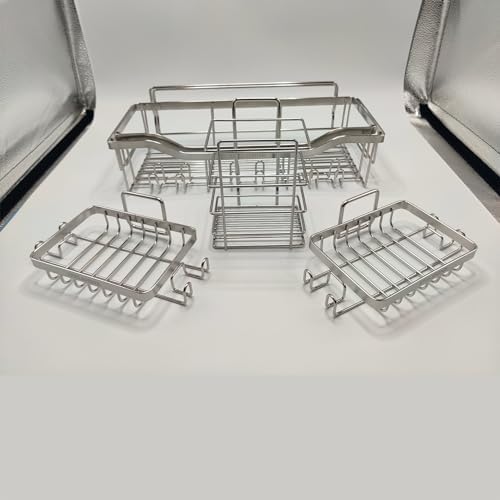 Shower Caddy Bathroom Organizer 5 Pack,Shower Shelf - 304 Stainless Steel,Anticorrosive,Rust-Proof,Waterproof Kitchen & Bathroom Shelvs Storage and Organization - Silver Shower Shelves