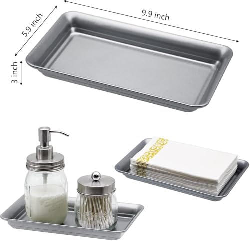 SheeChung Metal Vanity Tray, Bathroom Counter Storage Tray, Gray