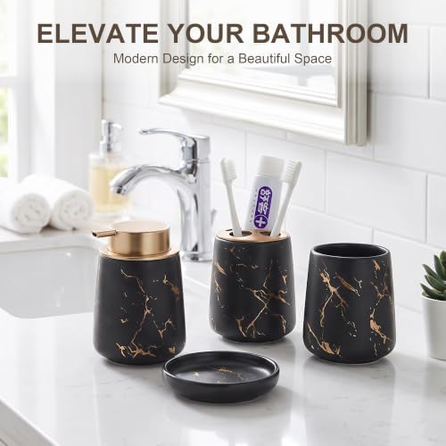 3 Piece Painted Ceramics Bathroom Accessories Set Durable Matte Black