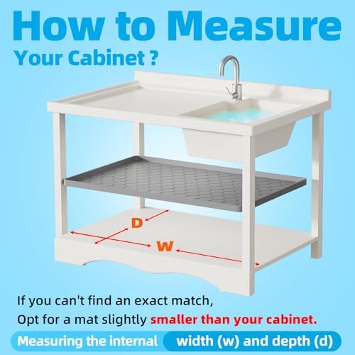 Winisok Waterproof Under Sink Mat 40" x 22", Silicone Mat, Beige