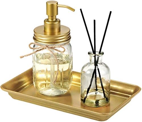 SheeChung Metal Vanity Tray, Bathroom Tray for Perfume Makeup Jewelry, Gold