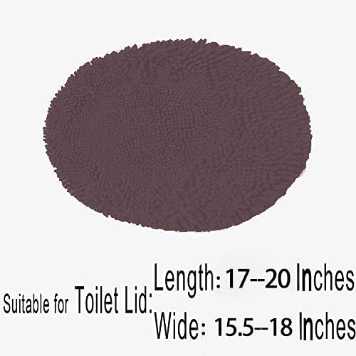 Madeals Chenille Bath Rug Set 4 Piece with Toilet Lid Cover and Rug Set Combo, Soft Shaggy Bath Rug Set 3 Piece and U-Shaped Toilet Floor Rug Taupe