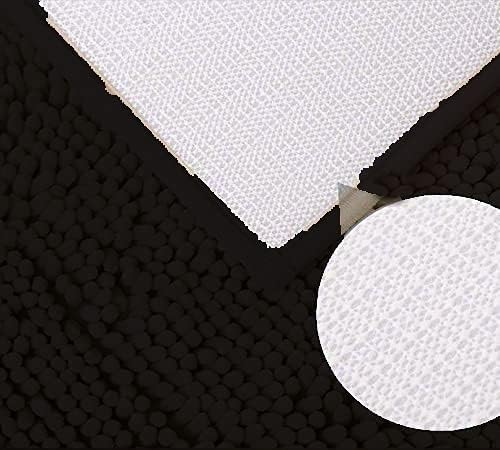 Madeals Chenille Bath Rug Set 4 Piece with Toilet Lid Cover and Rug Set Combo, Soft Shaggy Bath Rug Set 3 Piece and U-Shaped Toilet Floor Rug Black