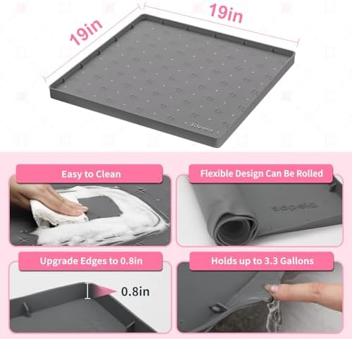 Sdpeia Under Sink Organizer Waterproof Under Sink Mat for Kitchen and Bathroom - Protects Cabinets from Leaks 19 x 19 inches Kitchen Cabinet Liner Shelf Liner(Grey), Gray