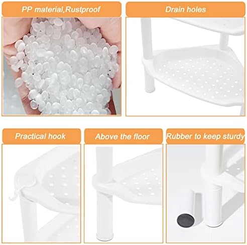 4 Tier Corner Shower Caddy, Rustproof, Plastic Shower Organizer for Bathroom, Bathtub, Shower pan, Bath Accessories Shower Caddies, 13.5 x 10 x 33.5 Inches, White (Round Slot White 4 Tier)