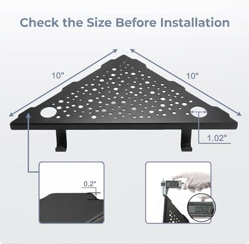 HIDROP Matte Black Corner Shower Shelves with Hooks and Razor Holes, 2 Pack