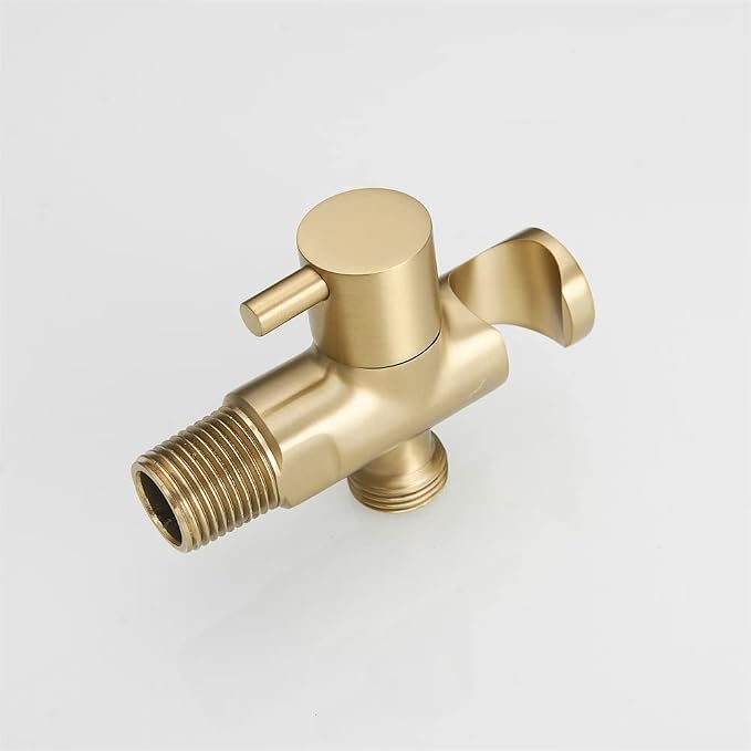 Hand Held Shower Head Holder with Hose Connector Shower Head Shut Off Valve Shower Wand Holder Wall Mount Handheld Shower Handle Sprayer Holder Attachment Toilet Bidet Spray Head Bracket Brushed Gold