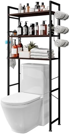 Over The Toilet Storage Shelf 3 Tier Bathroom Organizer Black Oak