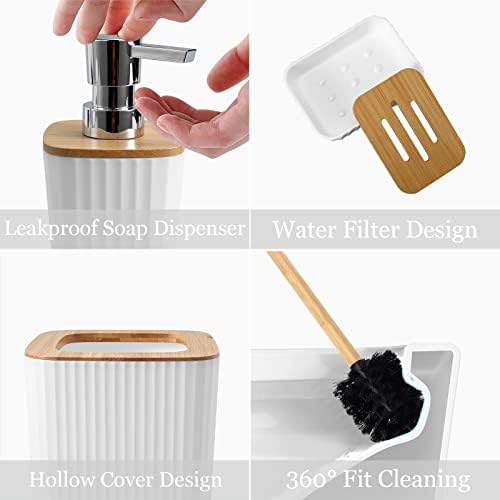 XLHOMO Bathroom Accessory Set, 9-Piece White Bathroom Set with Trash Can