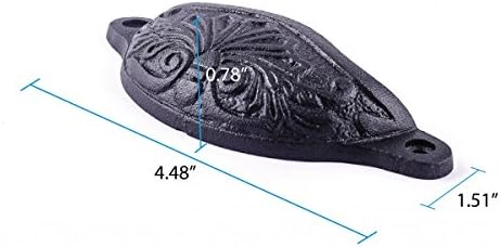 Renovators Supply Manufacturing Black Iron Cup Bin Pull Cabinet Drawer Handle 4 1/2" x 1 1/2"
