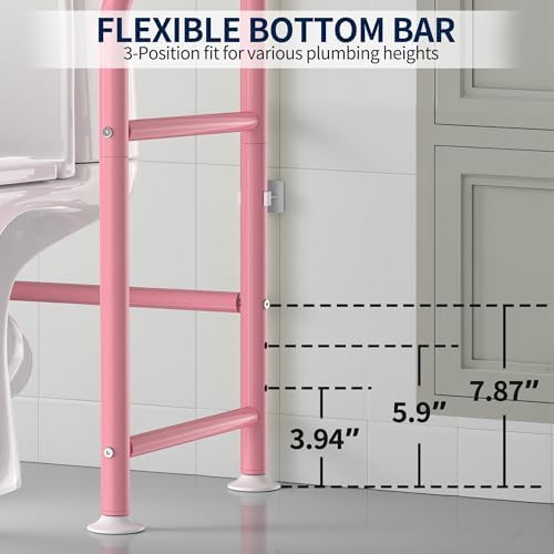 GloTika 3-Tier Over Toilet Storage, Anti-Wobble, Pink