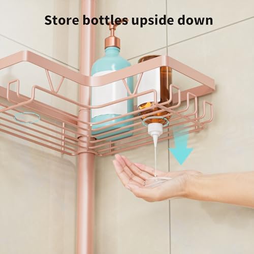 KEGII Corner Shower Caddy Tension Pole, Bathroom Organizer, Blush Nude