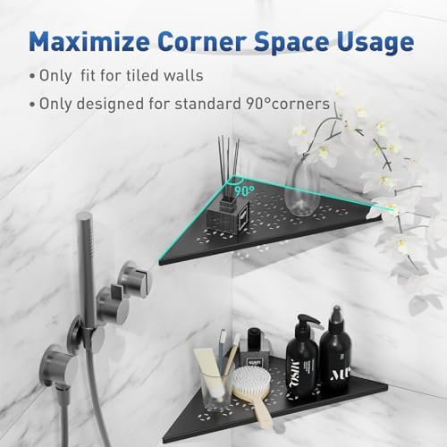 lives Shower Corner Shelf 2 Pack, 10-Inch 304 Stainless Steel, Black Star