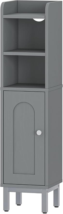 Hzuaneri Bathroom Storage Cabinet, Small Corner Floor Cabinet with Door and Shelves, Narrow Toilet Paper Holder, Bathroom Organizer with Adjustable Shelf, for Small Spaces, Gray BC08221GR