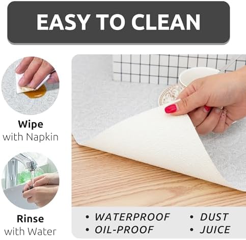 18X96 Inch Shelf Liner with Scissor & Tape Measure for Kitchen Cabinets, PVC Drawer Liner for Dresser Non-Slip Bathroom, Non-Adhesive Cabinet Liner Washable (White)