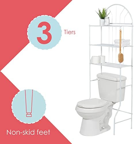 Home Basics SS10058 Bathroom Storage Space Saver Shelf, White , 66.5 Inches