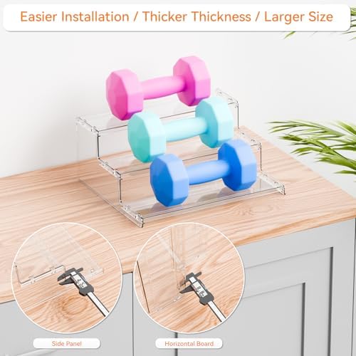Yieach 3 Tier Spice Shelf Organizer for Cabinet,Pantry,Clear Acrylic Spice Rack Organizer and Tiered Spice Rack & Holder,Step Shelves for Vitamin,Medicine Bottle,Jar,Can,Condiment,Seasoning Shelf