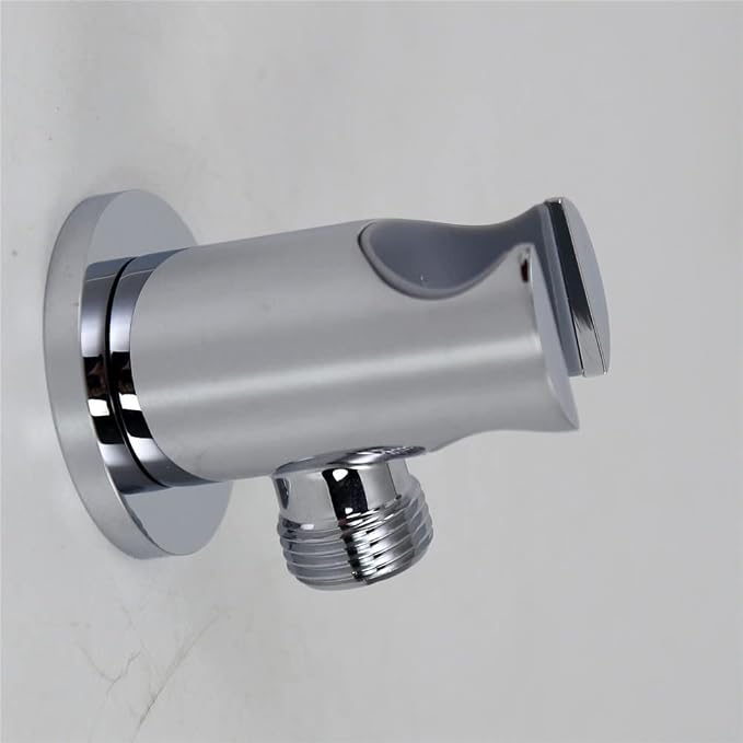 Hand Held Shower Head Holder Hose Connector Shower Wand Holder Wall Mount Handheld Shower Handle Sprayer Holder Shower Hose Adapter Shower Elbow with Spray Head Bracket 1/2 NPT Female Thread Chrome