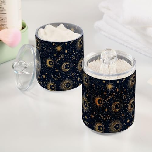 MNSRUU 4 Pack Qtip Holder Organizer Dispenser Blue Space Galaxy Constellation Bathroom Containers Bathroom Vanity Storage Canister Apothecary Jars for Cotton Swabs/Pads/Floss