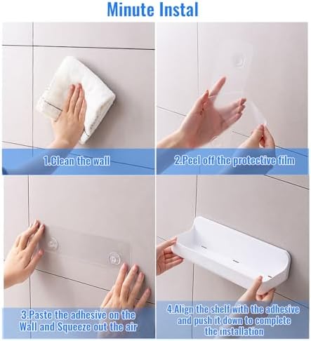 Diesisa Acrylic Wall Mount Organizer, Adhesive Shelves,2Pc Bathroom Shelves