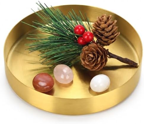 12.5cm/5inch Round Gold Tray, Stainless Steel Jewelry, Make up, Candle Plate Decorative Tray