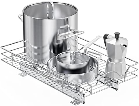 ROOMTEC Pull Out Cabinet Organizer - 14" W x 21" D, Slide Out Kitchen Cabinet Storage Shelves, Fits 15.5" Opening