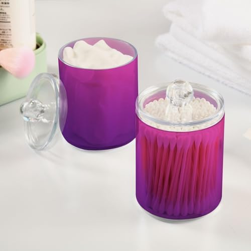 Gredecor 4 Pack Gradient Purple Qtip Holder Organizer Dispenser Clear Bathroom Storage Canister Cotton Ball Holder Bathroom Containers for Cotton Swabs/Pads/Floss