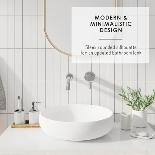 Clara Clark Bathroom Set - White Bathroom Accessories Set, 20PC Bathroom Accessory Set, Shower Curtain Set with Liner, Toothbrush Holder, Soap Dispenser, Soap Dish, Toilet Brush Holder, and Trash Can
