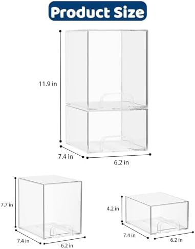 Baby Bottle Organizer Stackable, 2 Pack, 7.7'' & 4.2'' Tall
