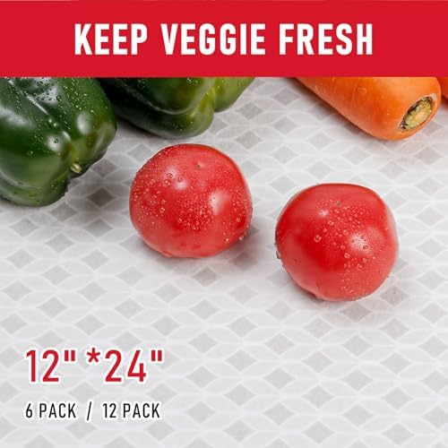 Cooyes Refrigerator Liners, Non-Slip Fridge Liners Washable, Absorbent Refrigerator Shelf Liner for Kitchen Cabinets, Non-Adhesive Refrigerator Mats Fridge bin Liners 12" x 24", 6Pcs