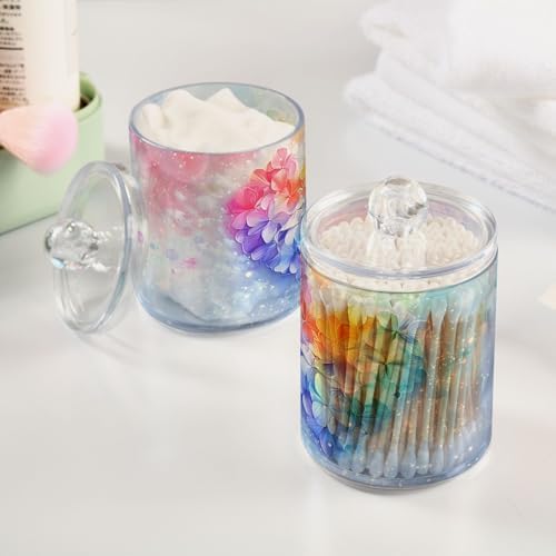 MNSRUU 4 Pack Qtip Holder Organizer Dispenser Pink Hearts Bathroom Containers Bathroom Vanity Storage Canister Apothecary Jars for Cotton Swabs/Pads/Floss