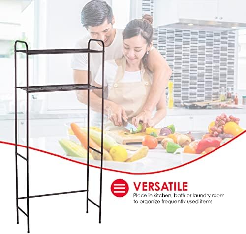 Home Basics 2 Tier Over The Toilet Bathroom Space Saver, Metal Bathroom Shelf Storage Unit, Anti-rust (Bronze)