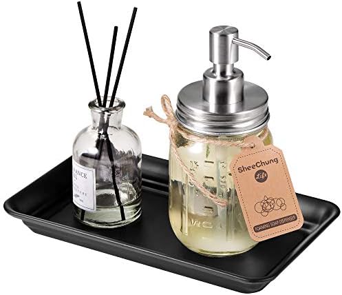 SheeChung Metal Vanity Tray, Bathroom Counter Storage Tray, Black 2 Pack