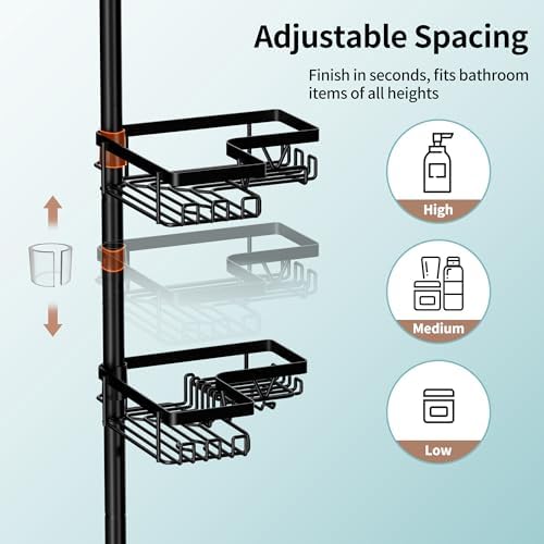 KEGII Corner Shower Caddy Tension Pole with Toothbrush Holder