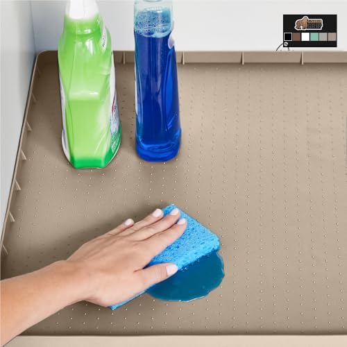 GORILLA GRIP Waterproof Silicone Under Sink Mat, Stay in Place, 46x22 Beige
