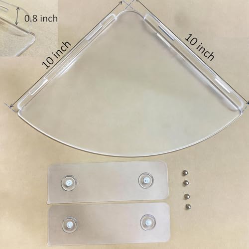 Acrylic Corner Shower Shelves, Adhesive Bathroom Shower Caddy, Wall Mounted Bathroom Organizer for Home Decor,Clear Shower Shelf,No Drilling
