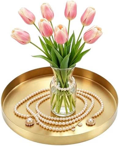 Gold Serving Tray, 30cm/12 inch, Stainless Steel Round