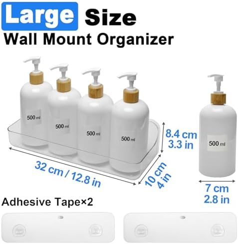 Diesisa Acrylic Wall Mounted Shower Caddy, Large, Adhesive Bathroom Shelves