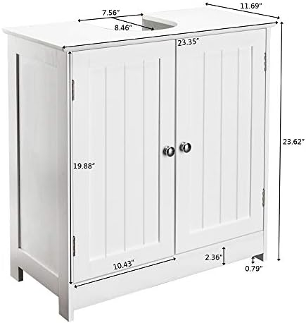 Pedestal Sink Storage Cabinet with 2 Doors, Under Sink Bathroom Cabinet with 2 Doors and Shelf, Under Sink Cabinet Bathroom Space Saver Organizer Pedestal Sink Vanity Furniture