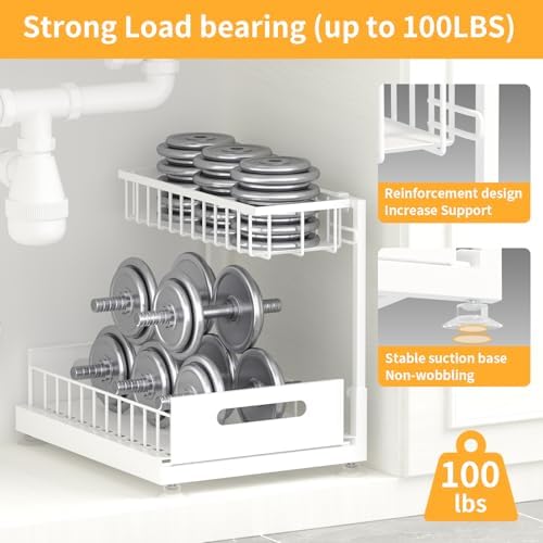 Saydear L-Shaped Under Sink Organizer, 2-Tier Pull-out Cabinet Rack 1-Pack