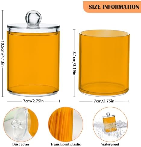 Gredecor 4 Pack Orange Qtip Holder Organizer Dispenser Clear Bathroom Storage Canister Cotton Ball Holder Bathroom Containers for Cotton Swabs/Pads/Floss