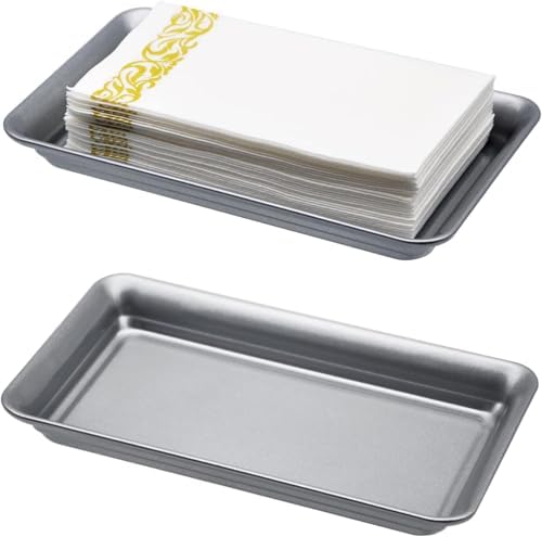 SheeChung Metal Vanity Tray, Bathroom Counter Storage Tray, Gray 2 Pack