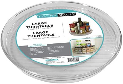 Kitchen Spaces Large Lazy Susan Turntable Organizer, Easy Reach Deep Cabinet Shelf Storage for Kitchen and Pantry Items, Great for Under the Sink, Clear and Sturdy with Full Spin
