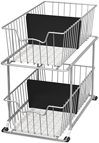 Simple Houseware 2 Tier Cabinet Wire Basket Drawer Organizer, Grey