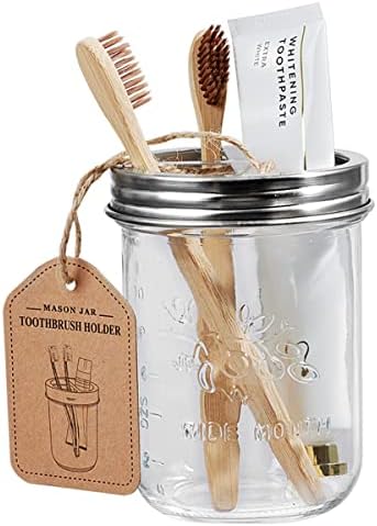 Amolliar Mason Jar Bathroom Accessories Set Complete 4Pc, Brushed Nickel