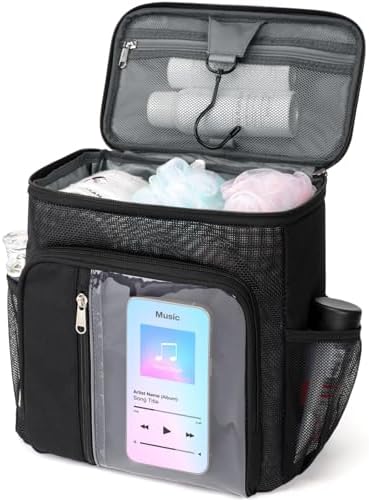 F-color Shower Caddy Portable for Dorm - Shower Bag Fits Full-Size Bottles